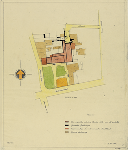 214641 Plattegrond van het terrein en de bebouwing van de voormalige St. Paulusabdij (Hamburgerstraat), met ...